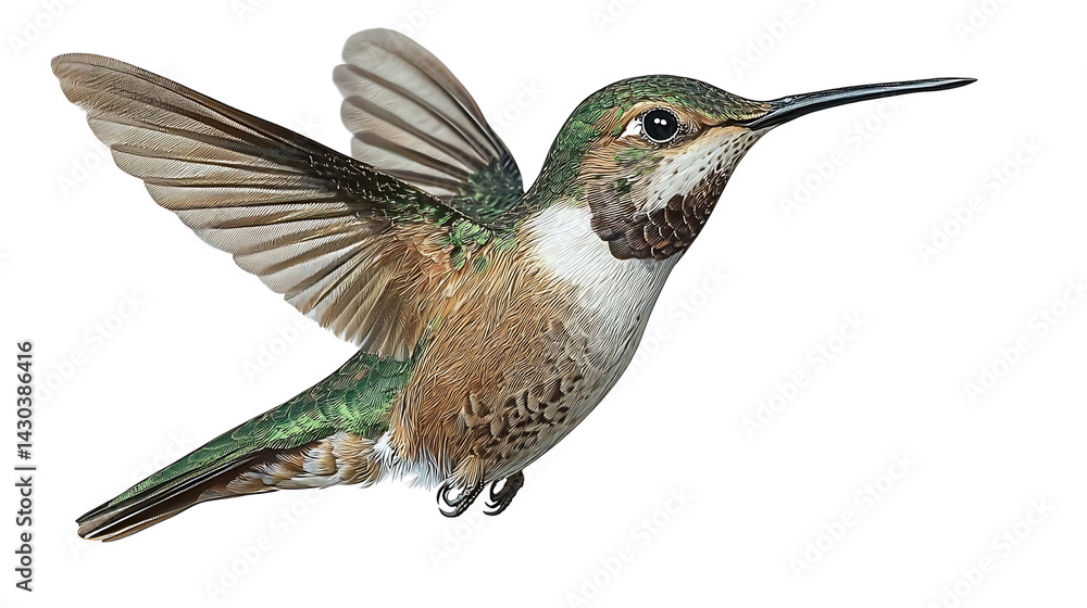 Fototapeta premium Vibrant Hummingbird in Flight Captured with Graceful Elegance