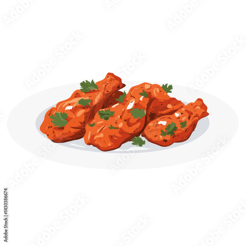 Tandoori in a plate illustration food art vector