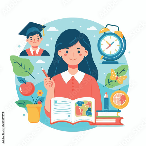 education, school, teacher, background, world, knowledge, celebration, vector, happy, design, student, illustration, text, day, international, card, banner, learn, book, poster, creative, college, gre