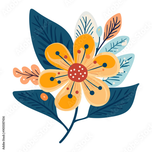 Flower element colorful plant art vector