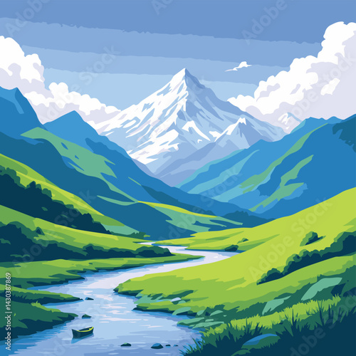mountain landscape with lake