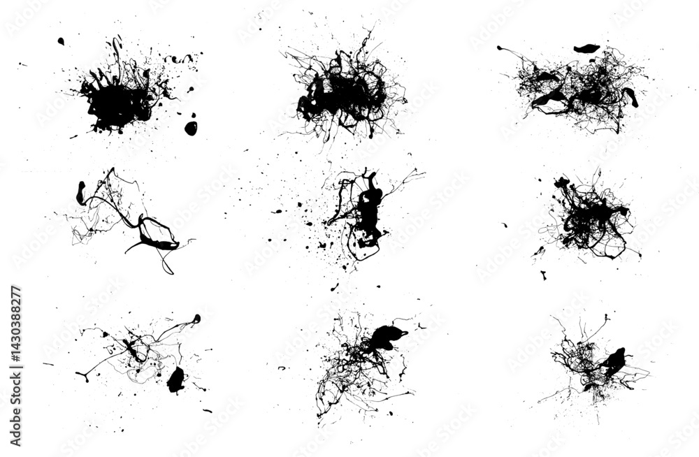 Oily Paint Splatter Splash Grunge Effect Vector Set Oily Paint Splatter Splash Grunge Effect Vector Set