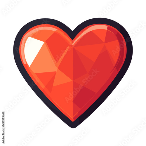 Carttoon heart icon illustration geometric polygonal vector