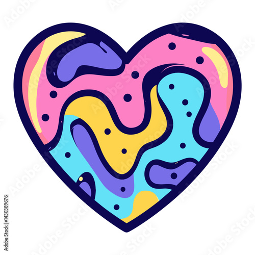 Carttoon heart icon style abstract colorful vector