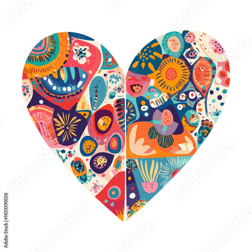 Carttoon heart icon pattern colorful abstract vector
