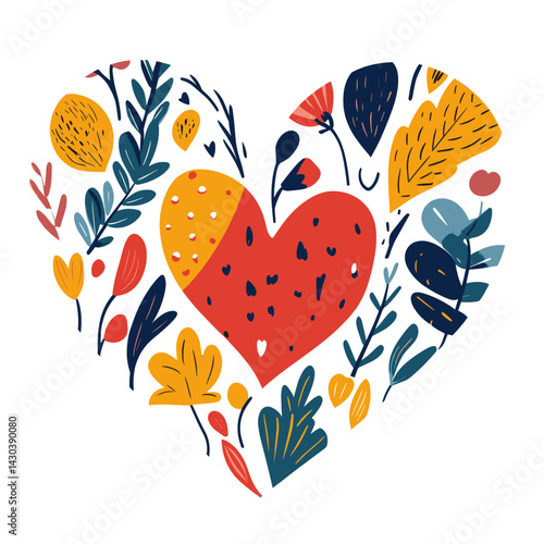 Carttoon heart icon pattern illustration botanical vector