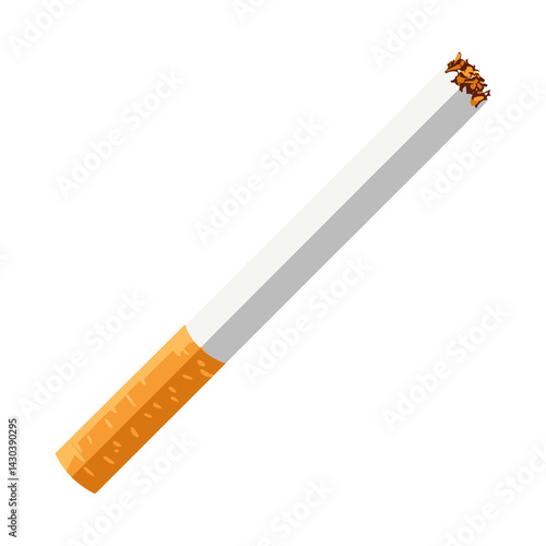 White and orange cigarette illustration tobacco minimalist vector