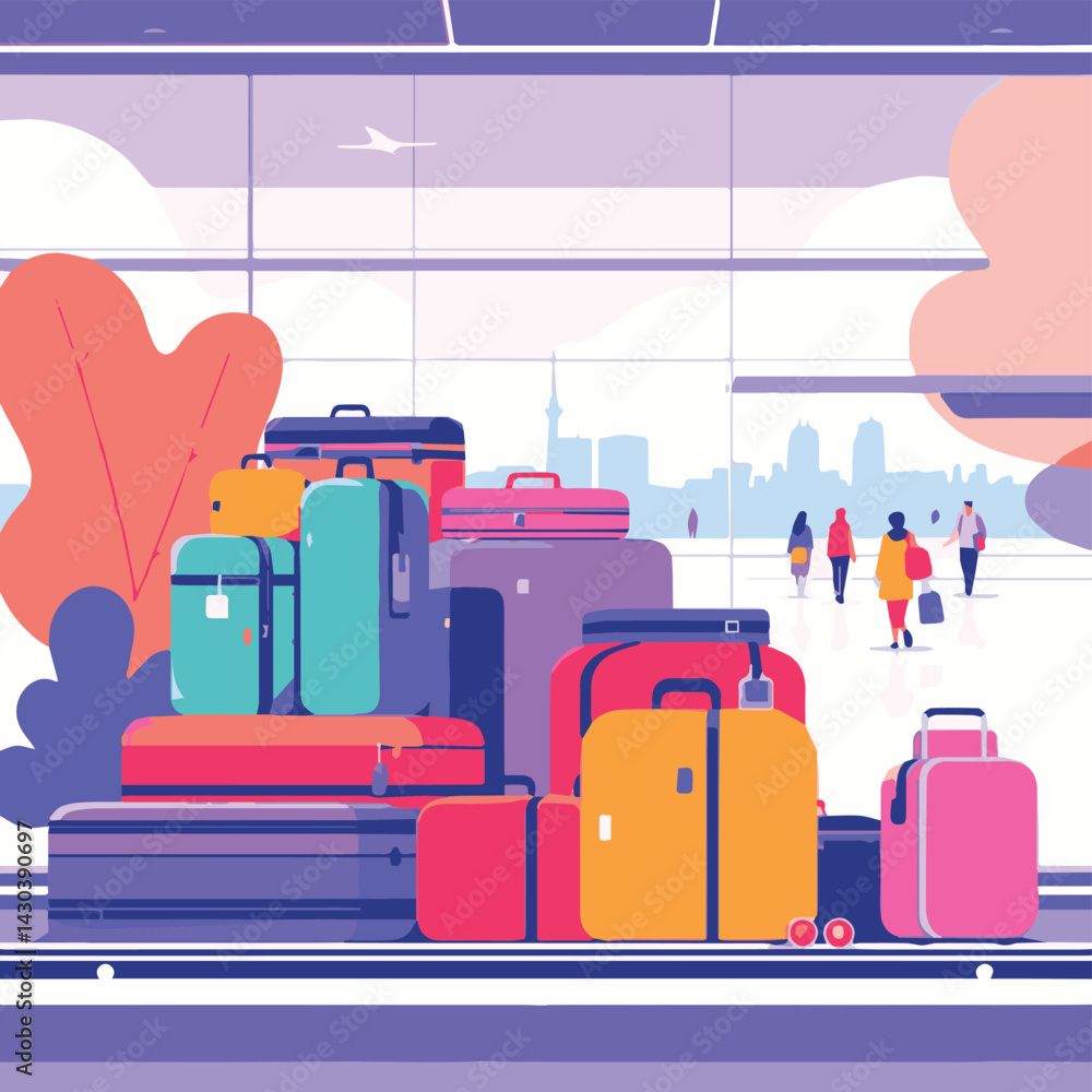 vector illustration of luggage handling at airport