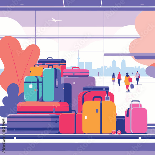 vector illustration of luggage handling at airport