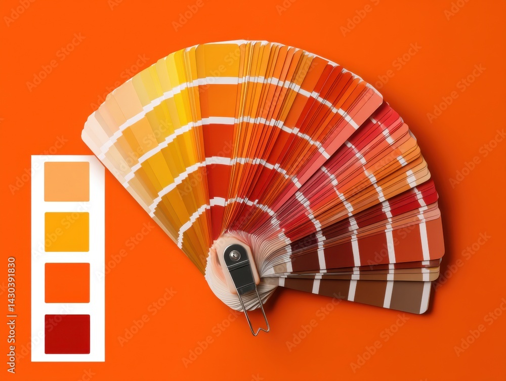 Color palette featuring a range of warm hues on an orange background, ideal for design inspiration.