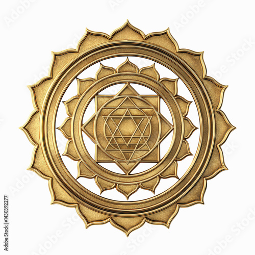 Golden Sri Yantra Mandala Sacred Geometry and Spiritual Symbol