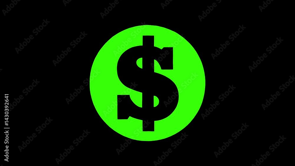 animated dollar icon moving. black background animated dollar icon moving. black background