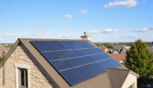 Wallpaper Mural Solar panels installed on suburban home roof, for environmental awareness, with copy space Torontodigital.ca