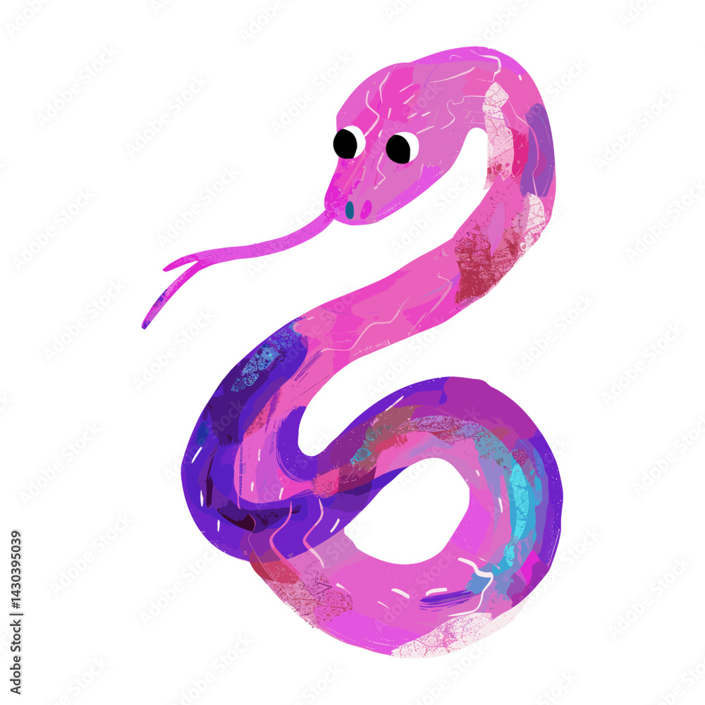Fototapeta premium Cute viper snake illustration text expression colorful vector