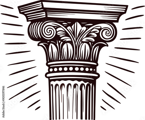 Detailed corinthian column capital with intricate design elements highlighting classic architecture.