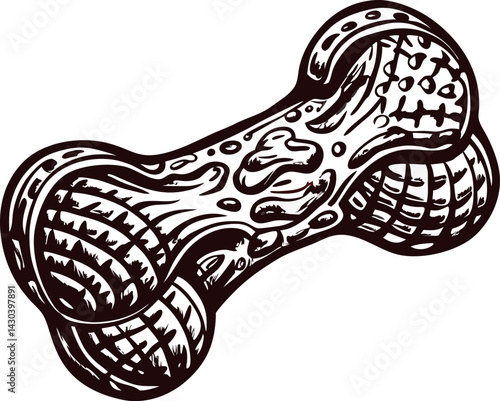 of a classic peanut shaped dog chew toy with textured details