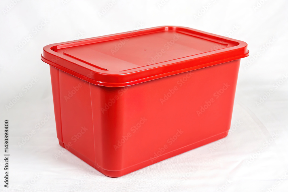 red plastic box isolated on white background