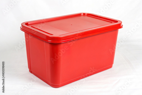 Obraz na płótnie red plastic box isolated on white background w salonie
