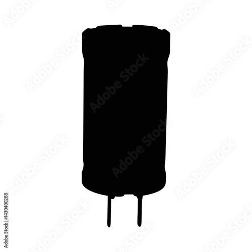 Capacitor black silhouette isolated on a white background