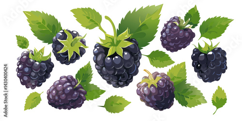 seamless pattern with flying blackberry vector fruit graphic design
