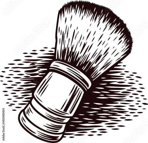 Vintage wooden shaving brush with natural bristles on textured surface.