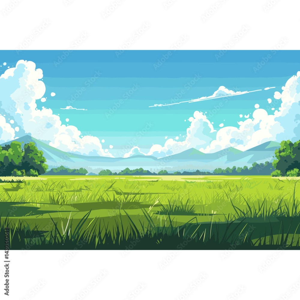 Obraz premium Grass plain illustration landscape outdoors vector