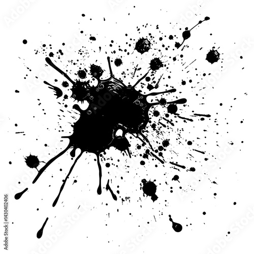 Simple real ink splatter black art illustration vector