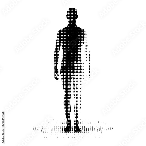 A simple full body human silhouette dots art vector