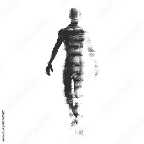 A simple full body human silhouette pixelated art vector