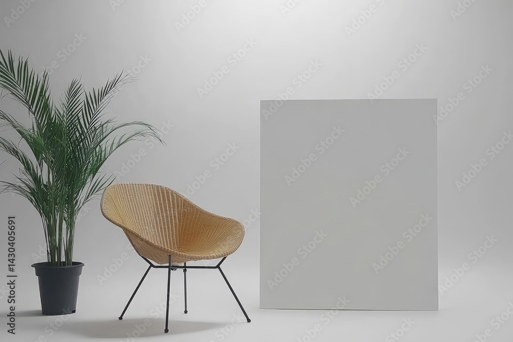 Minimalist Room Setting with Blank Canvas Minimalist Room Setting with Blank Canvas