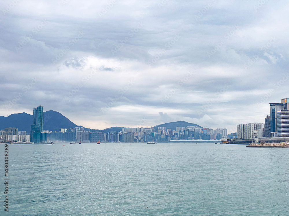 Hong Kong Cityscape Under Overcast Sky