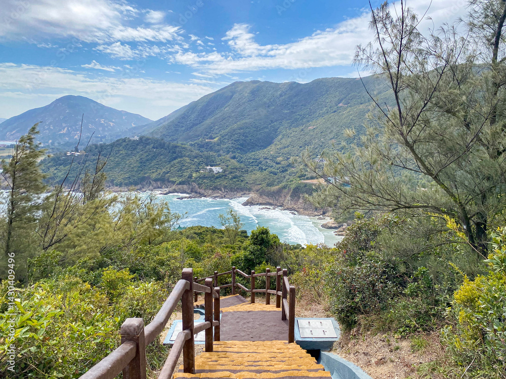 Scenic Coastal Path Overlooking Big Wave Bay, Hong Kong