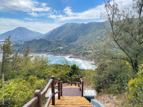 Obraz na płótnie Scenic Coastal Path Overlooking Big Wave Bay, Hong Kong w salonie