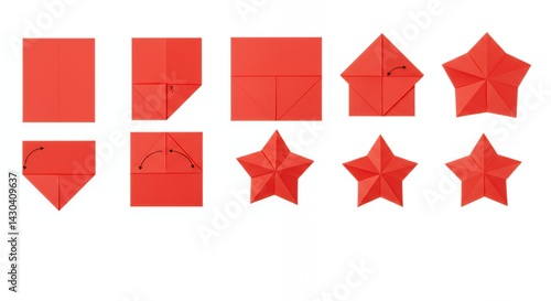 Step-by-step origami instructions for creating a star.