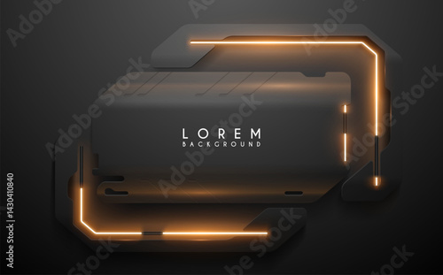 Metal frame with yellow neon elements