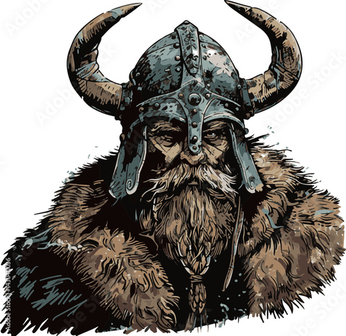 Viking Warrior Portrait Illustration