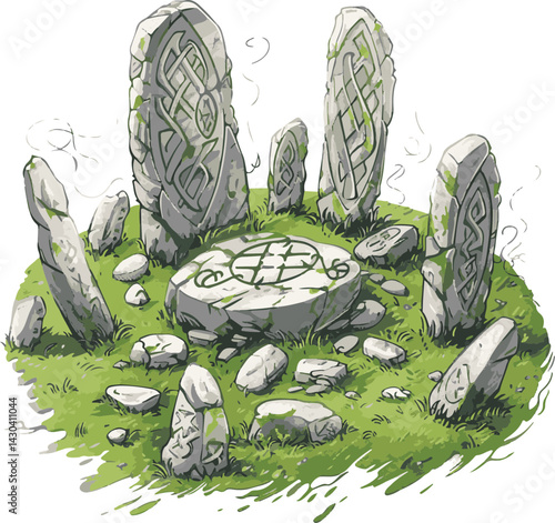 Ancient Stone Circle with Celtic Symbols