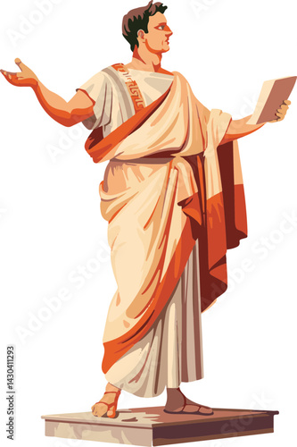 Roman Emperor with Scroll and Open Arms