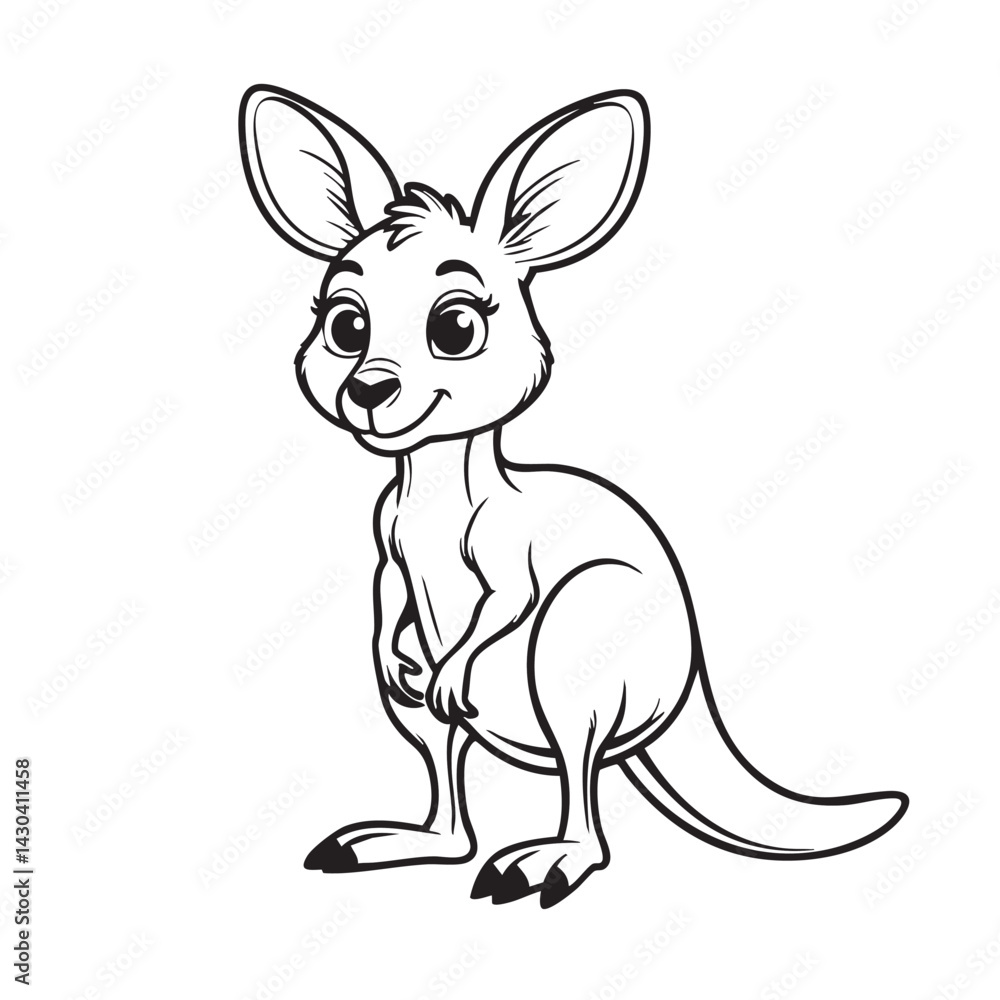 Fototapeta premium Cute kangaroo vector on clean white background generate ai.
