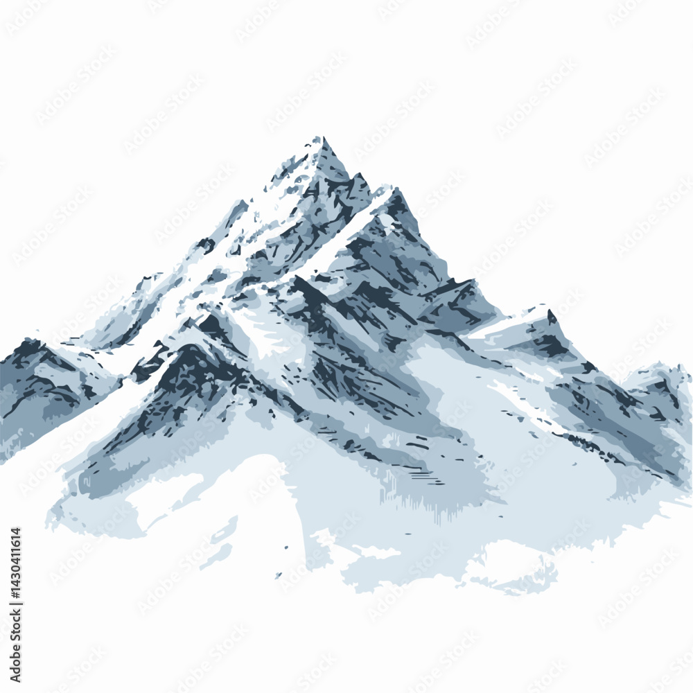 Obraz premium Snow-Capped Mountain Peak Vector Illustration