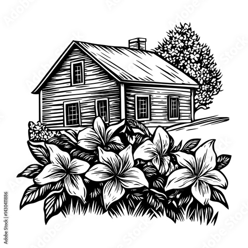Floriculture farm illustration countryside drawing vector