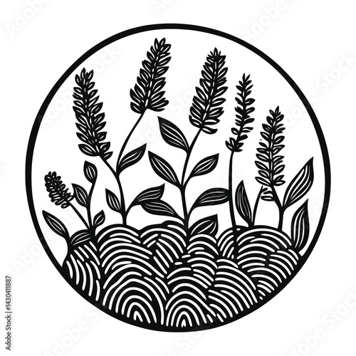 Floriculture farm illustration plants leaves vector