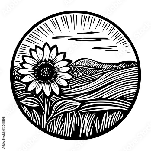 Floriculture farm illustration flower style vector