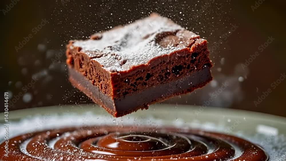 custom made wallpaper toronto digitalFudge Brownie, chocolate dessert, sugary treat. Culinary delight. Powdered sugar falls on cake. Lush texture enhances flavor release. Baking process improves taste consistency.