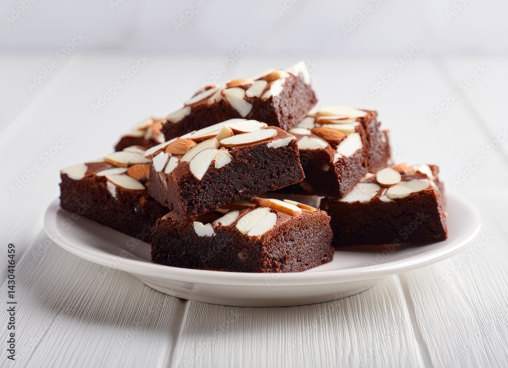Stack of Brownies with Almonds Stack of Brownies with Almonds