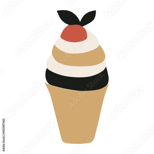Sundae icecream illustration dessert food vector