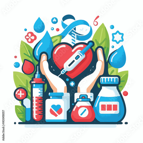 day, diabetes, world, health, awareness, concept, disease, diabetic, background, care, ribbon, medical, prevention, international, glucose, treatment, insulin, blue, symbol, support, campaign, illness
