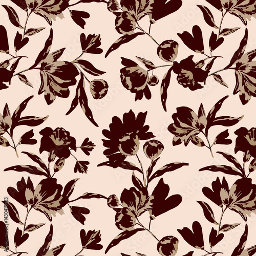 silhouette meadow flowers seamless pattern, Retro style design for fashion , fabric, web, wallpaper ,wrapping and all prints on vintage background
