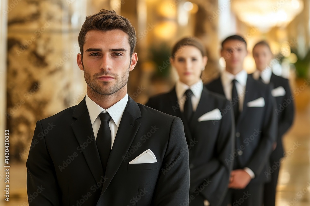 Image capture of a professional workforce from Algeria in a contemporary hotel setting Image capture of a professional workforce from Algeria in a contemporary hotel setting