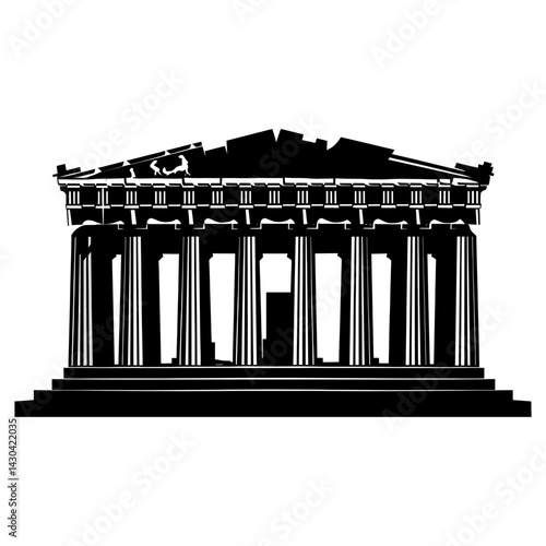Acropolis of Athens architecture silhouette columns vector